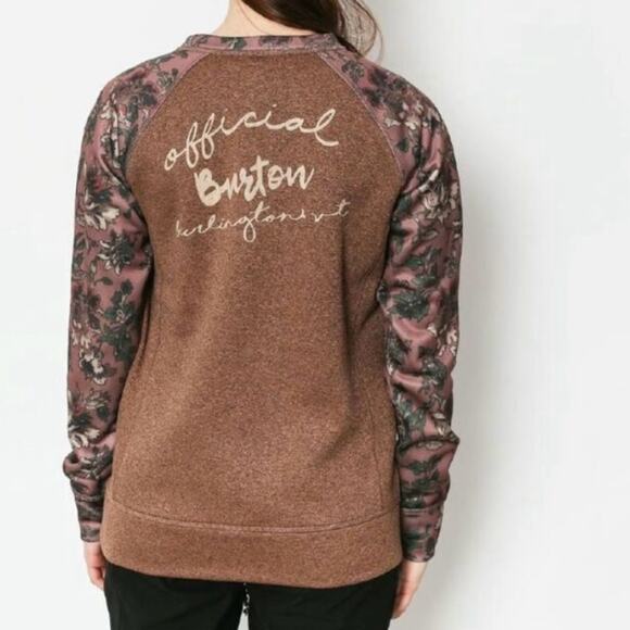 BURTON Brown Oak Crewneck Floral Print Pullover Sweatshirt Sweater Size Medium - Picture 14 of 14